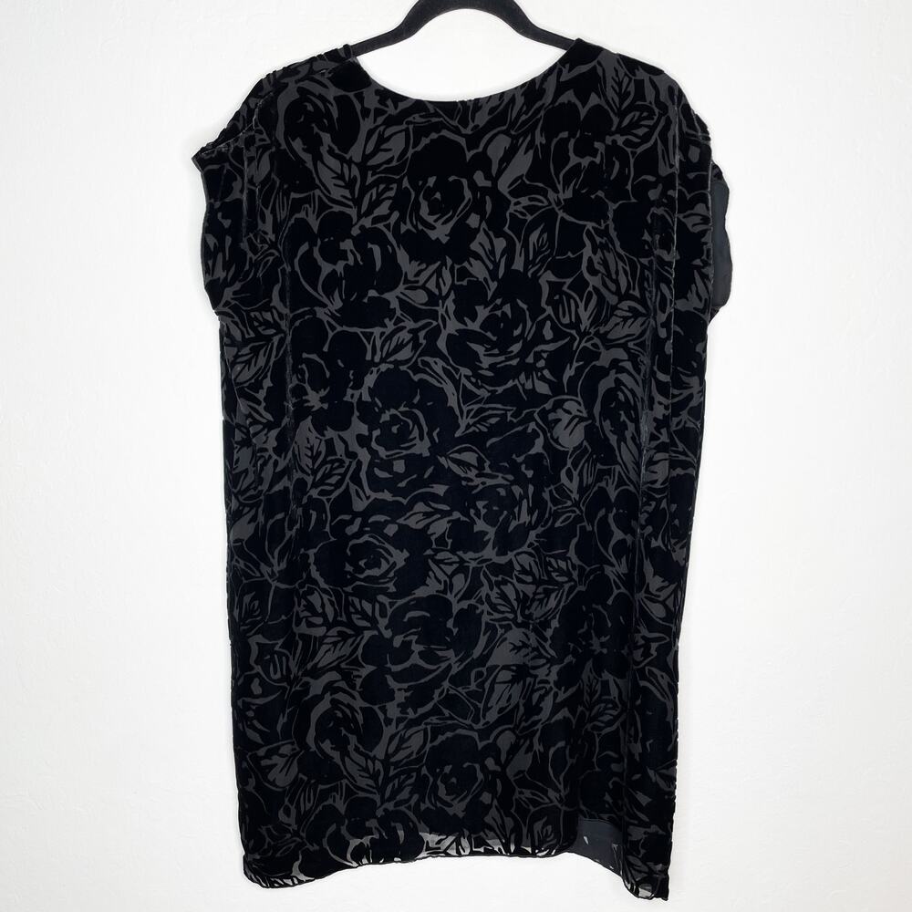 Aritzia Wilfred Floral Silk Velvet Overlay Black Mini Tunic Shirt Dress XS - Picture 7 of 9